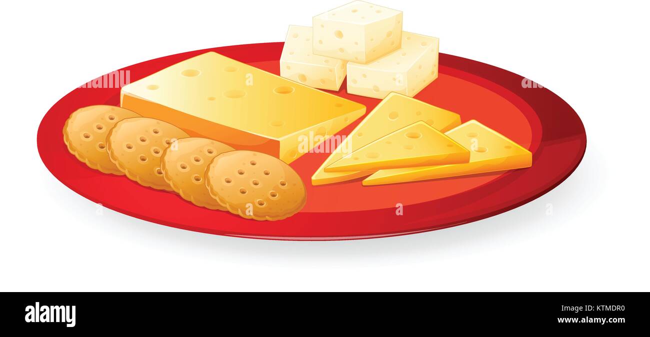 illustration of cheese biscuits in plate on a white background Stock