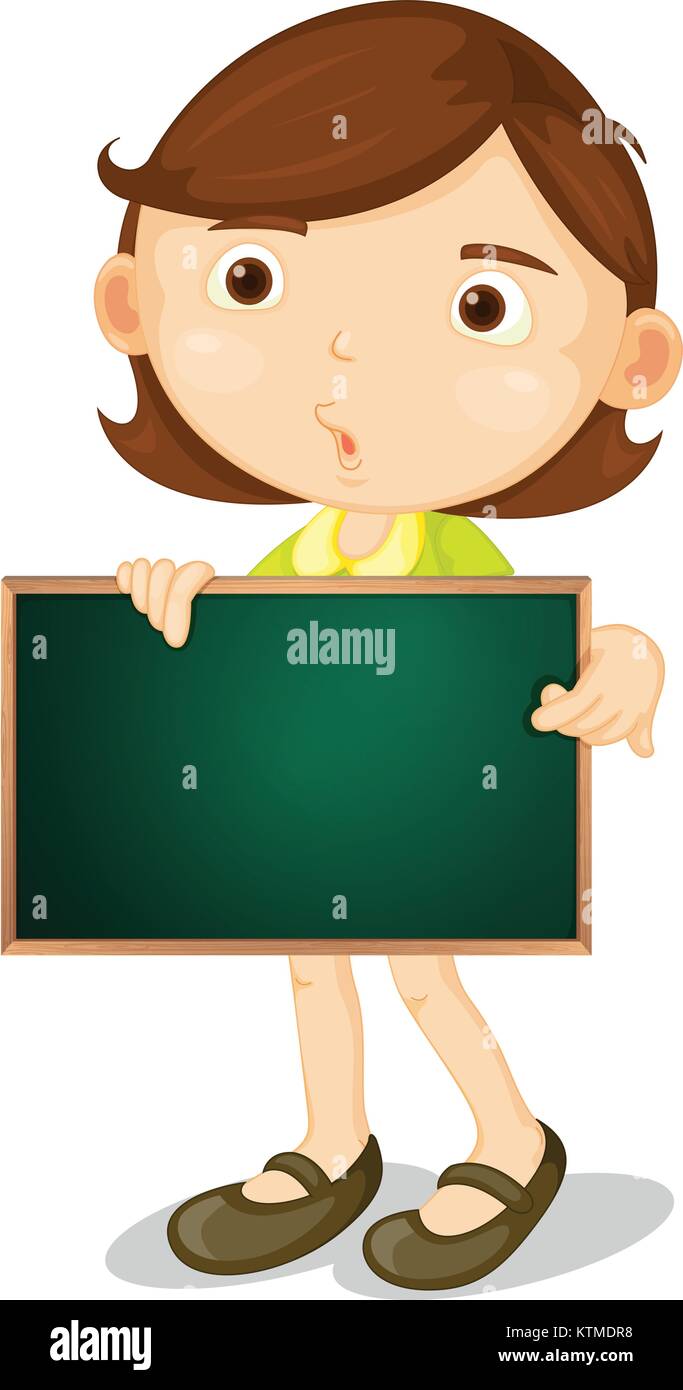 Illustration of a cartoon character holding a blank board Stock Vector ...
