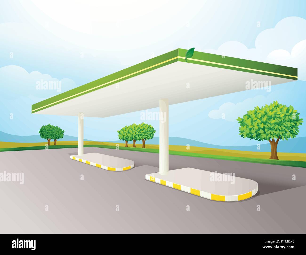 illustration of a empty petrol pump shade on a road Stock Vector Image