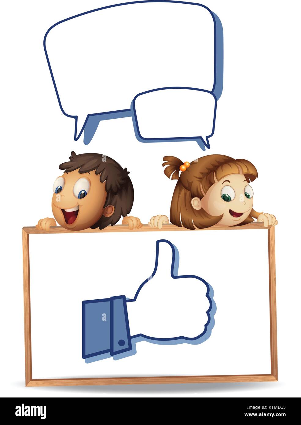 illustration of kids and white board on white background Stock Vector ...