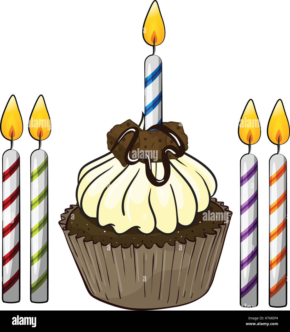 Illustration of an isolated cupcake and candles on a white background ...