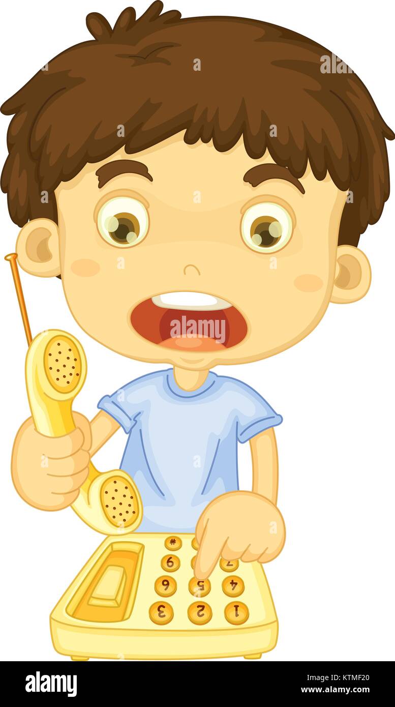 Illustration of boy calling for help Stock Vector