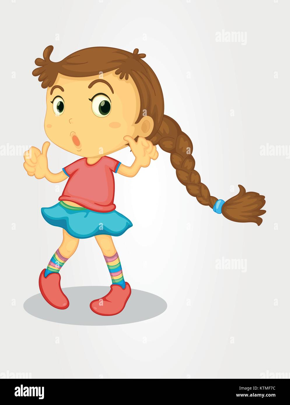 Illustration of young girl with long hair Stock Vector