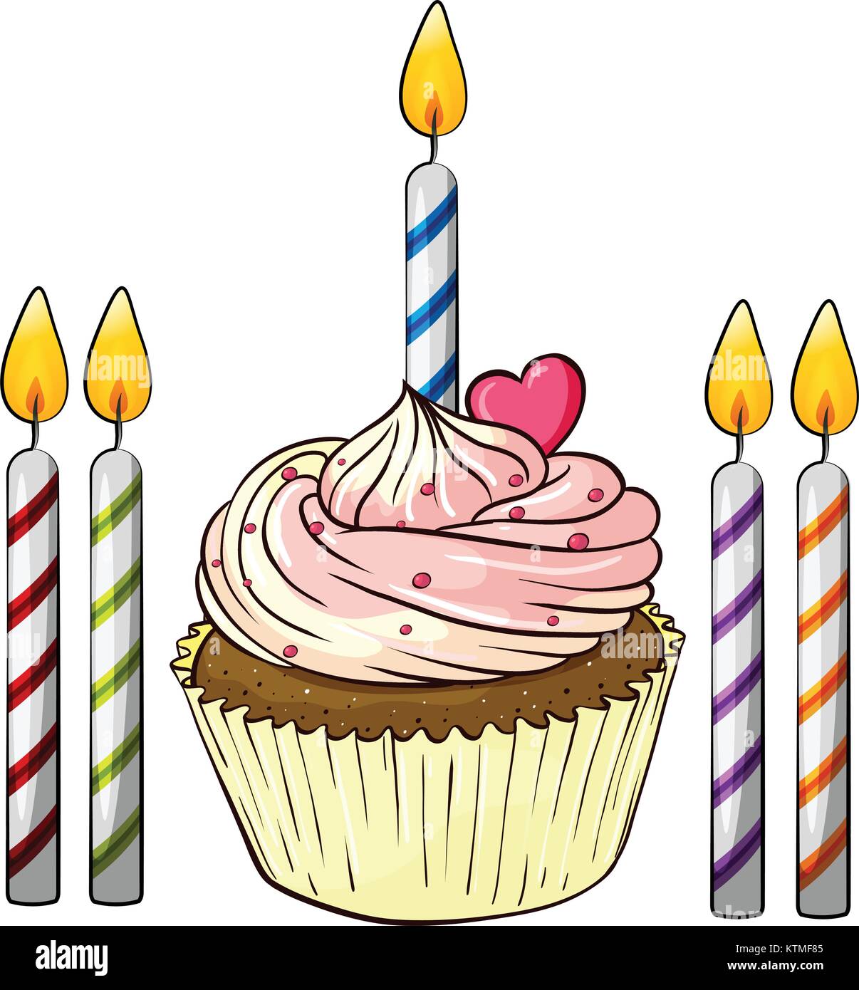 Illustration of an isolated cupcake and candles on a white background ...