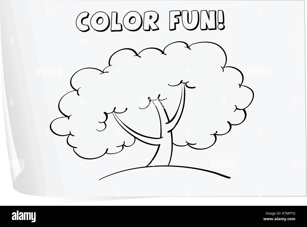 Illustration of a colouring worksheet (tree Stock Vector Image & Art - Alamy