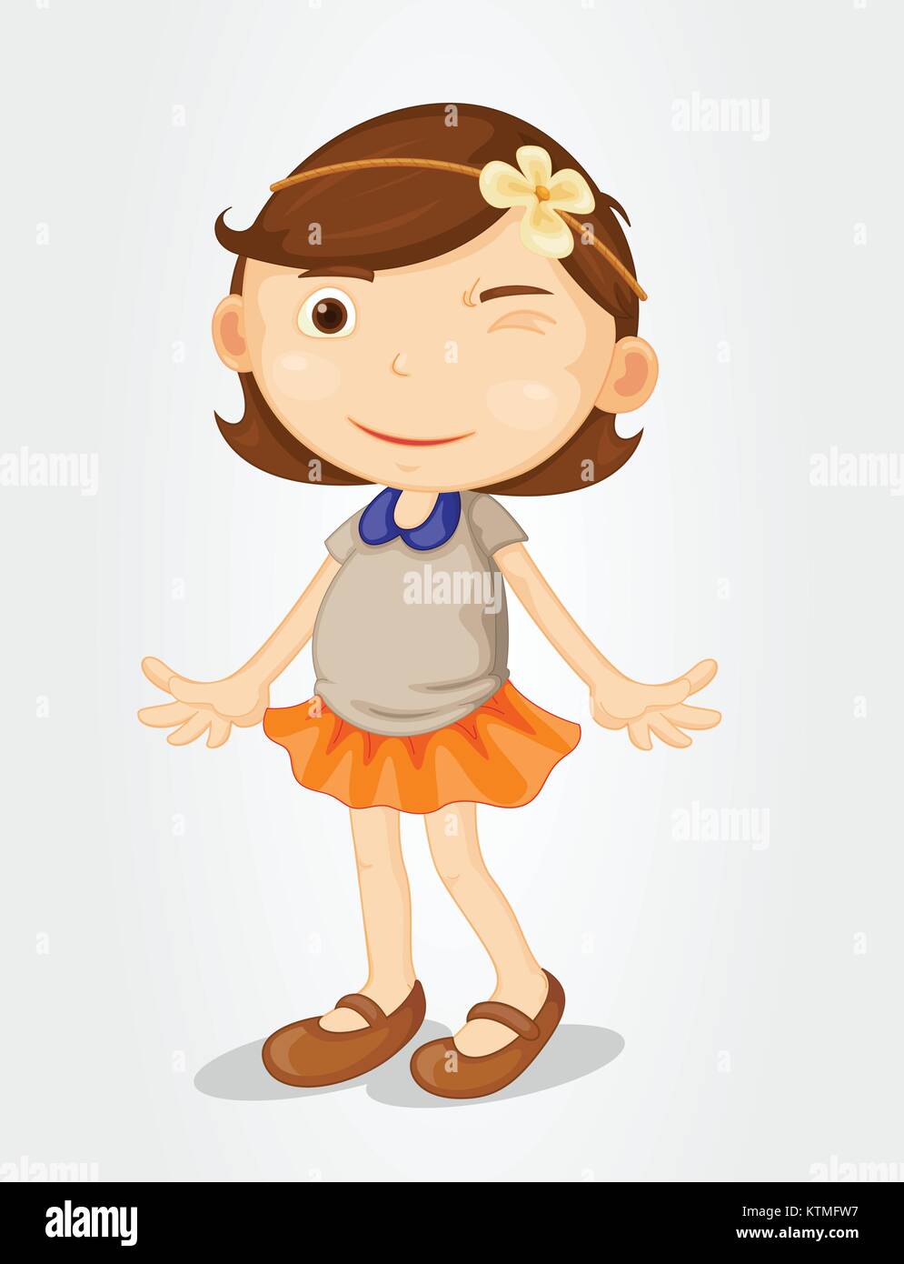 Illustration of a cute girl on white Stock Vector Image & Art - Alamy