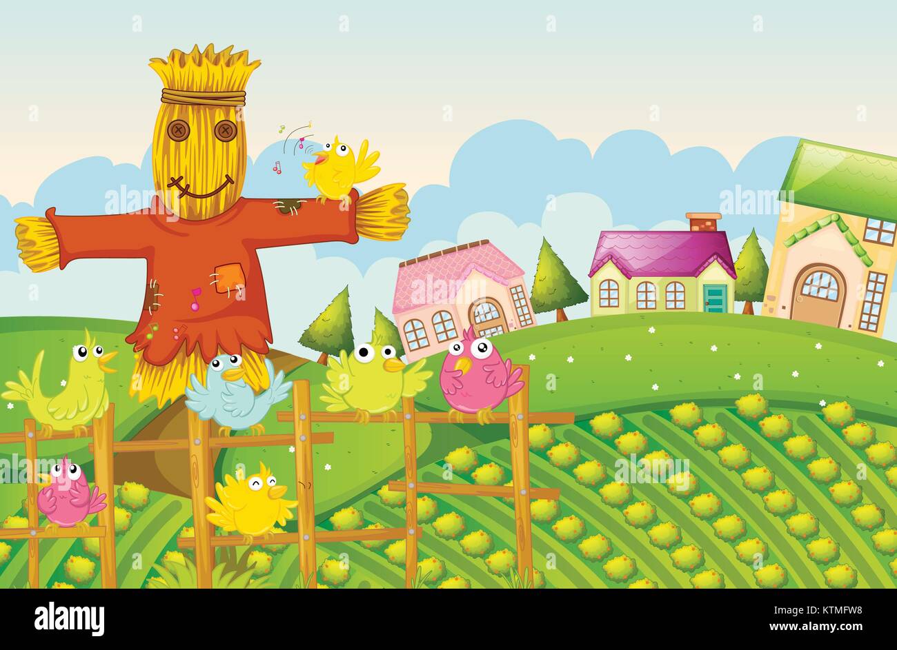 illustration of a farm in a beautiful nature Stock Vector Image & Art ...