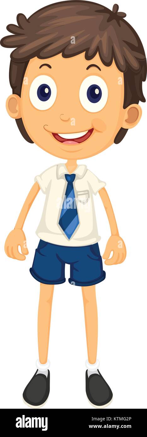 illustration of a boy in school uniform on a white Stock Vector Image ...