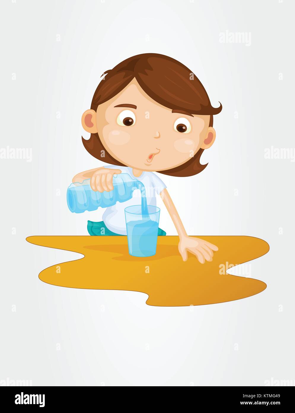 Cute girl pouring water in glass Stock Vector Image & Art Alamy