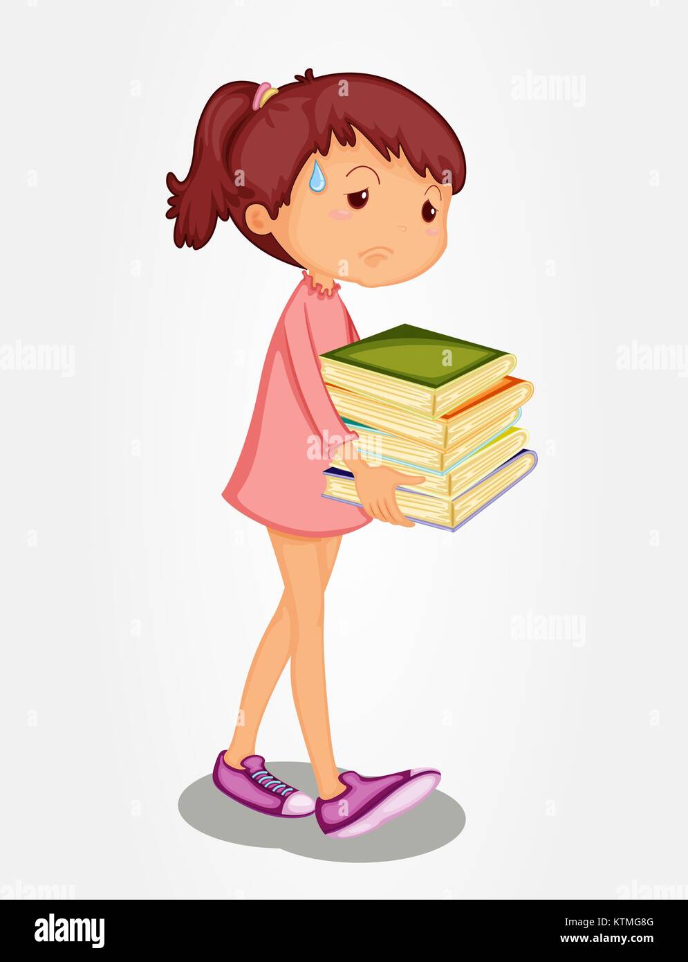 Isolated girl carrying heavy books Stock Vector Image & Art Alamy