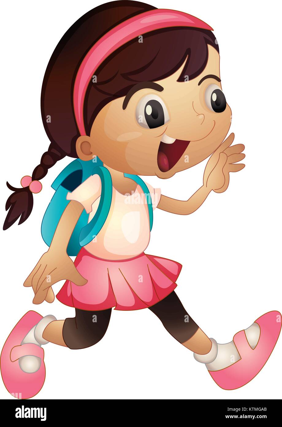 Illustration of girl young girl running with bag Stock Vector Image ...