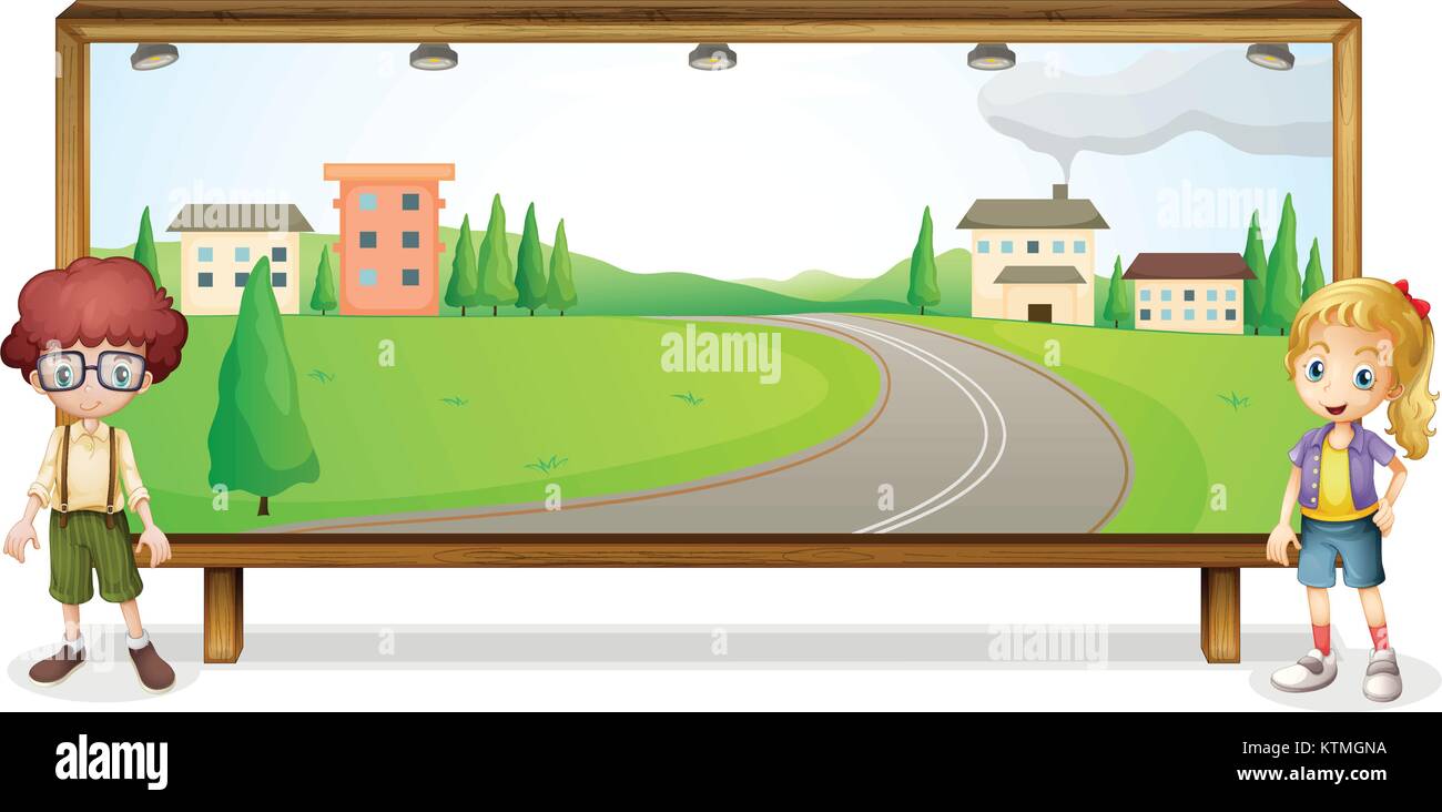 illustration of kids and board on white background Stock Vector Image ...