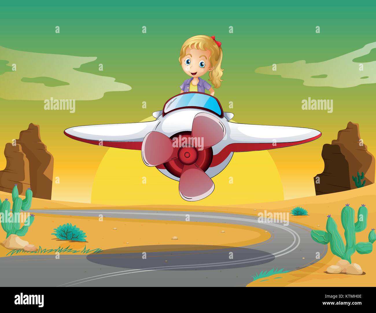 detailed illustration of a girl in air plane Stock Vector Image & Art ...