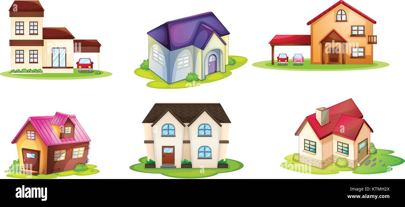 illustration of various houses on a white background Stock Vector Image ...