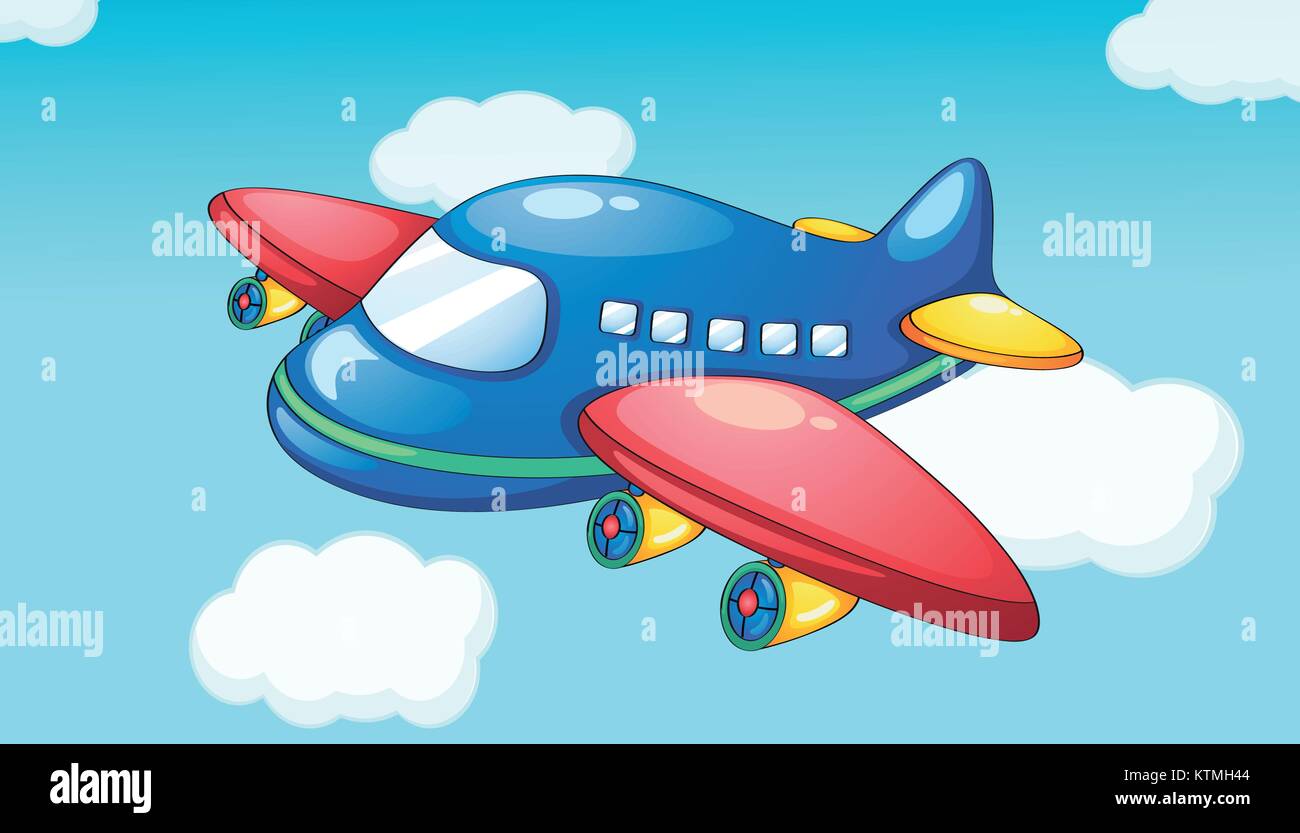 Illustration of a plane in blue sky Stock Vector Image & Art - Alamy