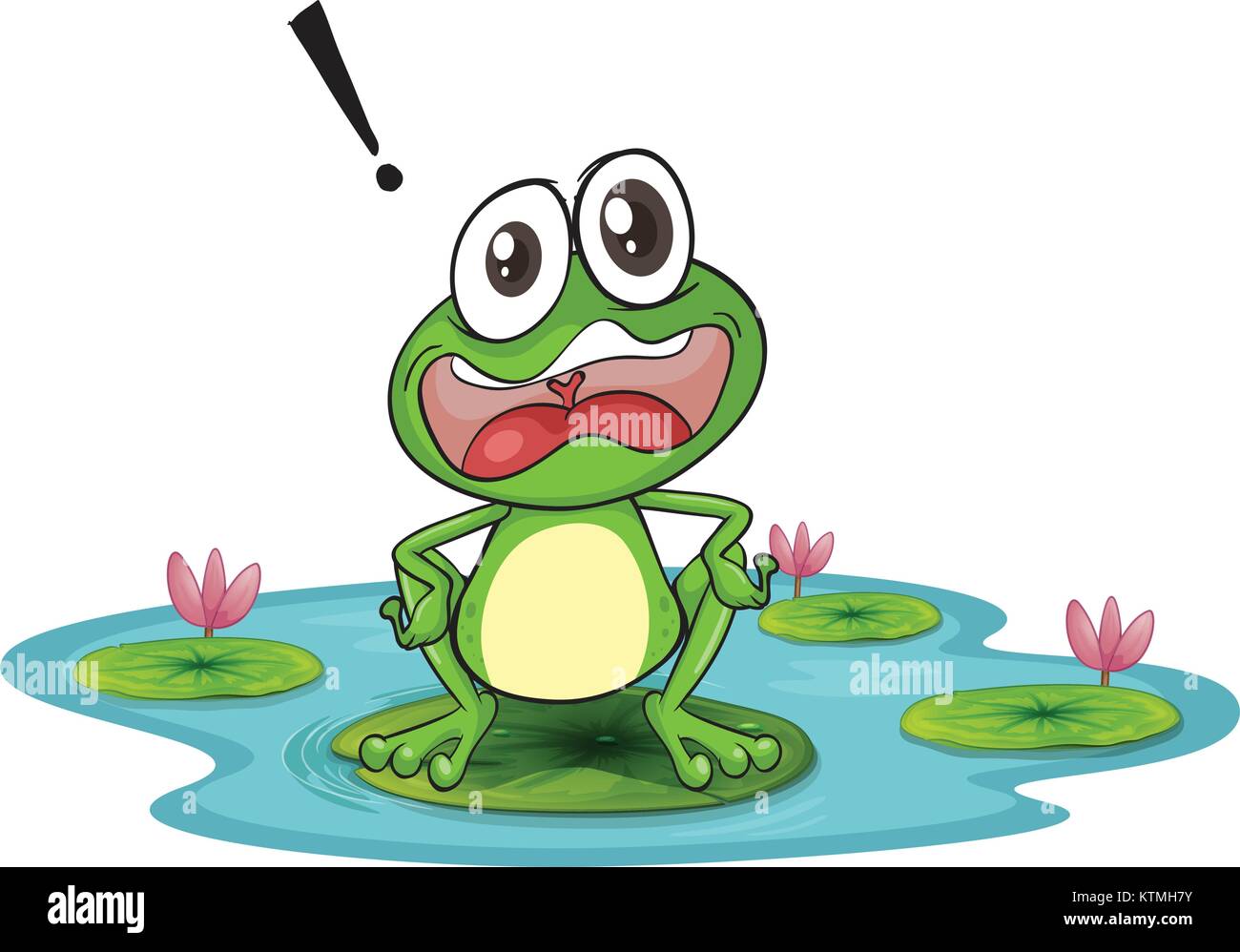illustration of a frog and a water on a white background Stock Vector