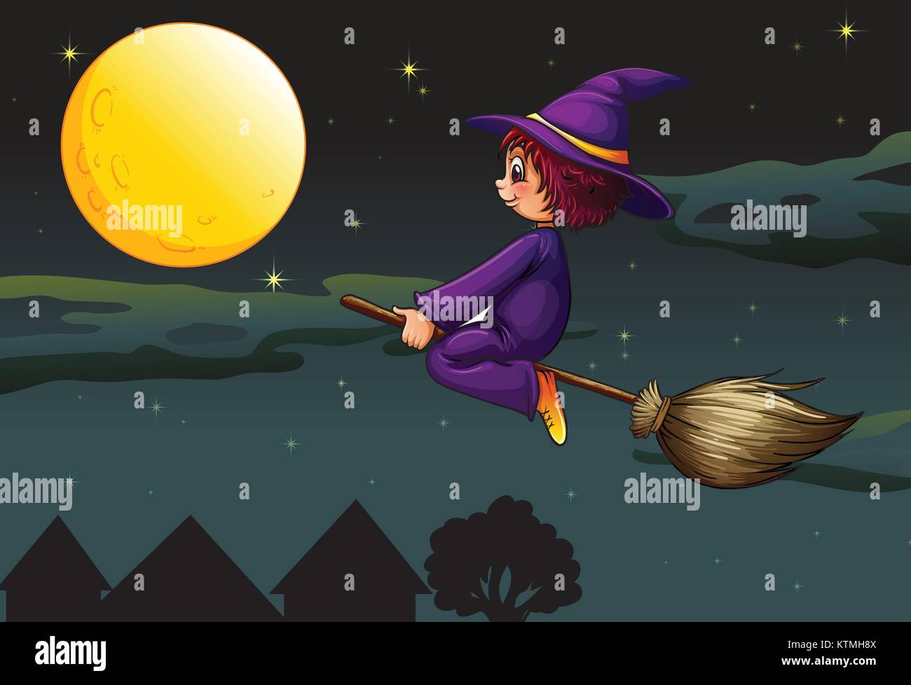 illustration of a witch on a broom Stock Vector Image & Art - Alamy