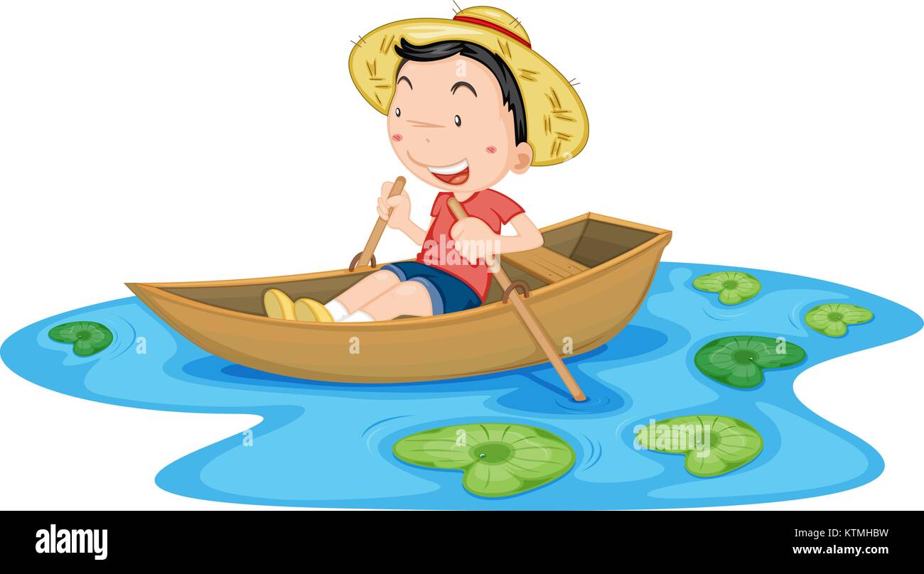 Illustration of boy in a boat Stock Vector Image & Art Alamy