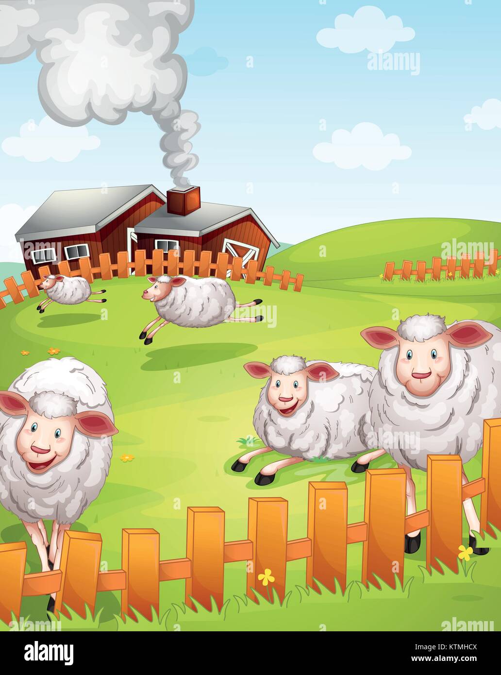 sheeps in the farm illustration Stock Vector Image & Art - Alamy