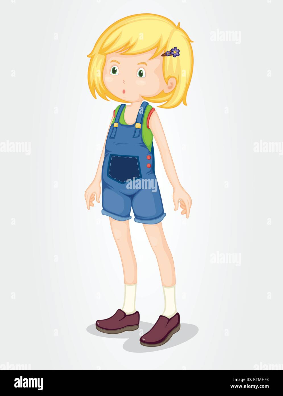 Illustration of a young girl wearing overalls Stock Vector Image & Art -  Alamy