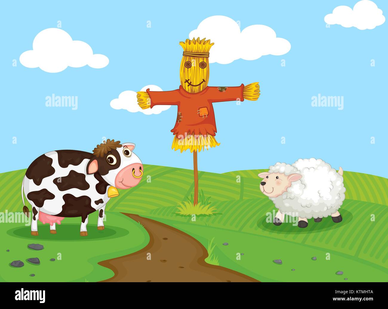 Farm scene illustration Stock Vector Image & Art - Alamy