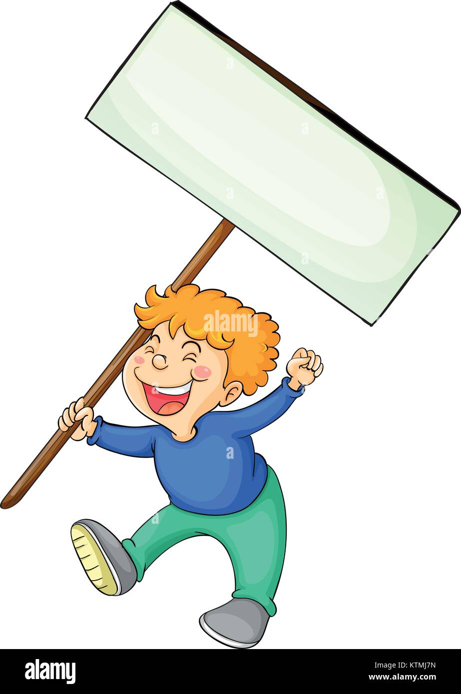 illustration of a boy holding white board in a white Stock Vector Image ...