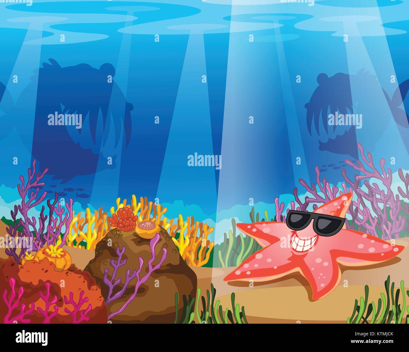 illustration of a starfish in deep water Stock Vector Image & Art - Alamy