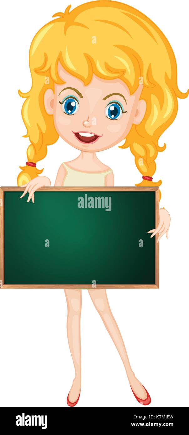 Illustration of a cartoon character holding a blank board Stock Vector ...