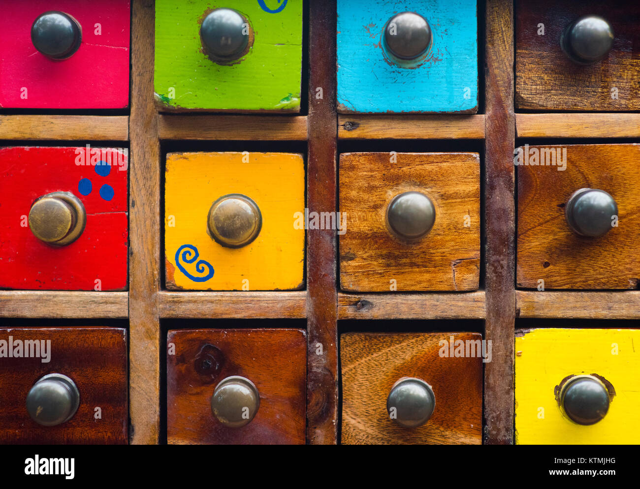 A colourful chest of drawers. Stock Photo