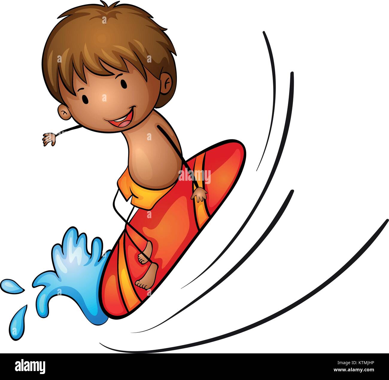 illustration of boy and surfing on a white background Stock Vector ...