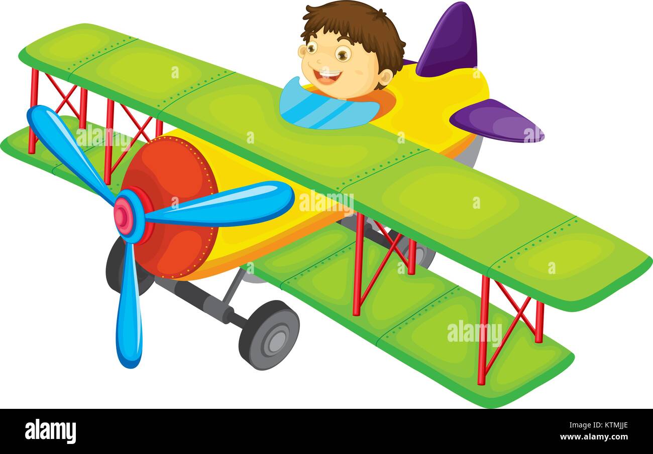 Illustration of a boy flying a plane Stock Vector Image & Art - Alamy