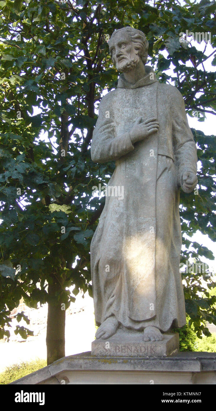 A representation of Saint Benedict, a Christian saint and founder of ...