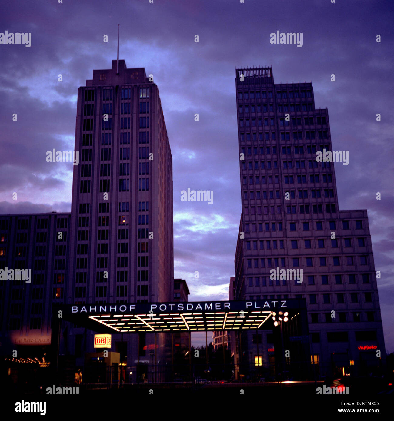 The Bahnhof Potsdamer Platz sign marks the location of a major train ...