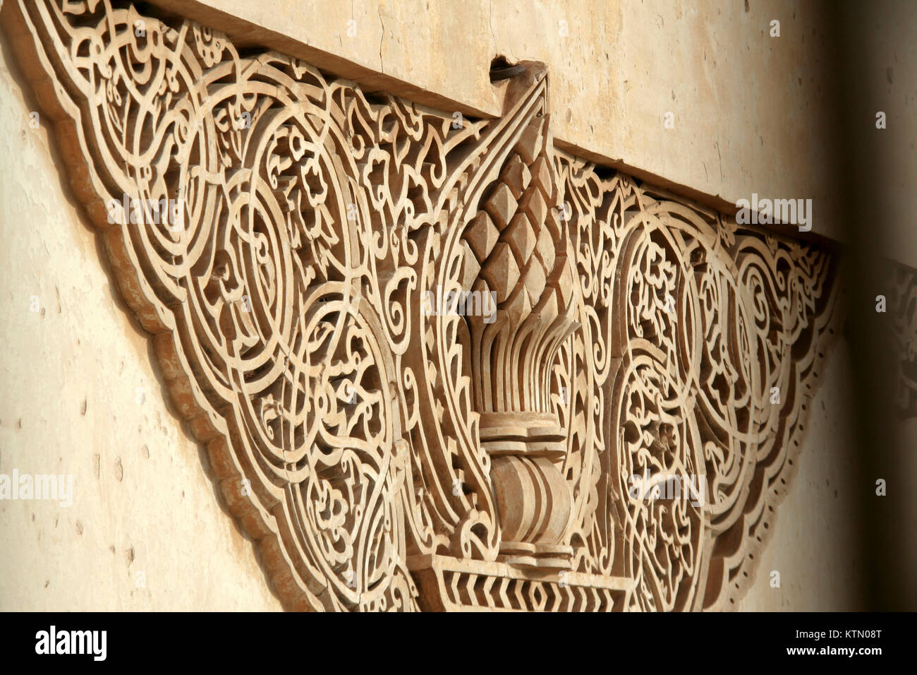 Intricate 3D design in mortar on outer wall of Gol Gumbaz, Bijapur, Karnataka, India, Asia Stock Photo