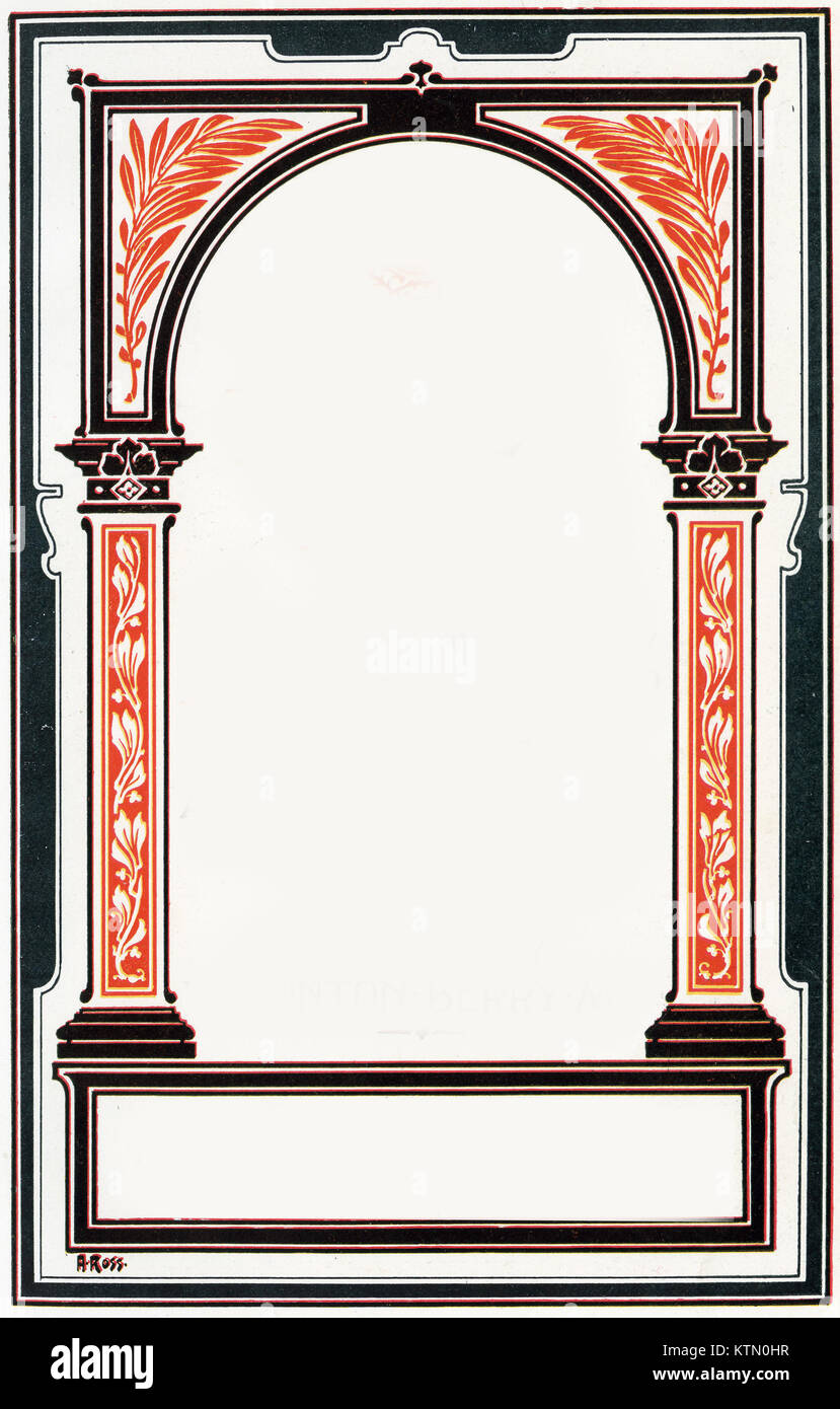 A blank title page with ornate columns and roman style facade Stock Photo
