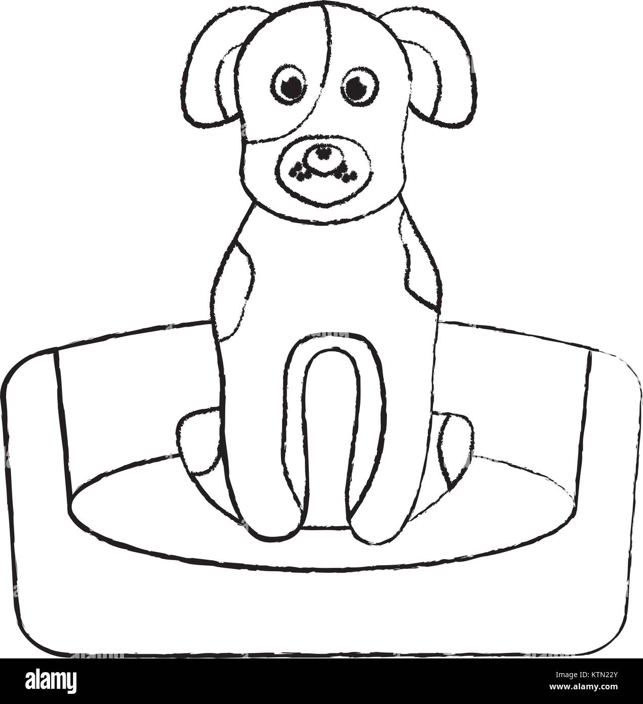 dog sitting in the bed pet animal vector illustration Stock Vector ...