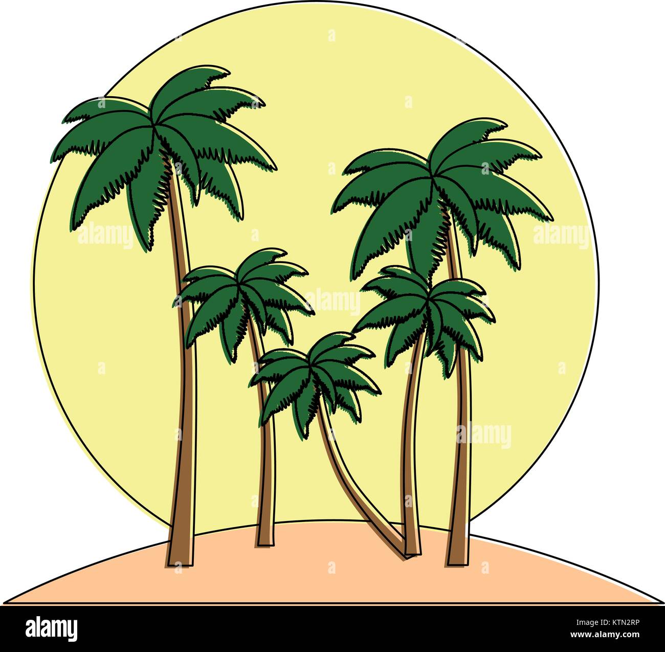 tropical palm trees scene vector illustration design Stock Vector