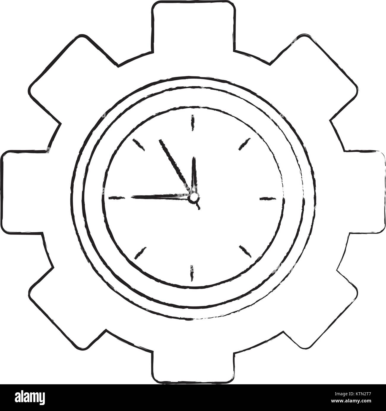business clock gear work time vector illustration Stock Vector Image