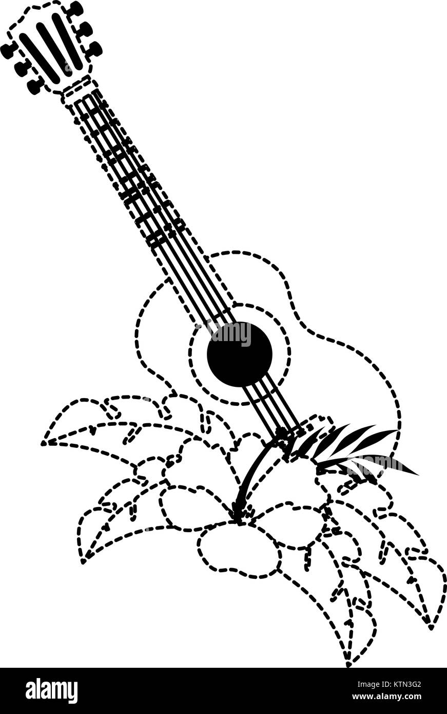 guitar instrument with flowers vector illustration design Stock Vector