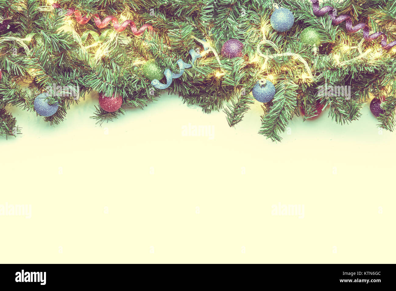 Branches spruce with Christmas ornaments Stock Photo - Alamy