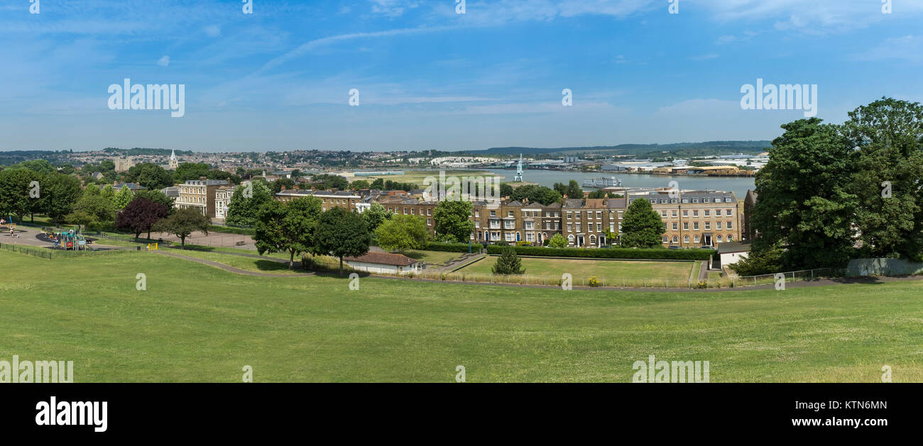 View of Rochester and River Medway, Rochester, Kent, UK Stock Photo