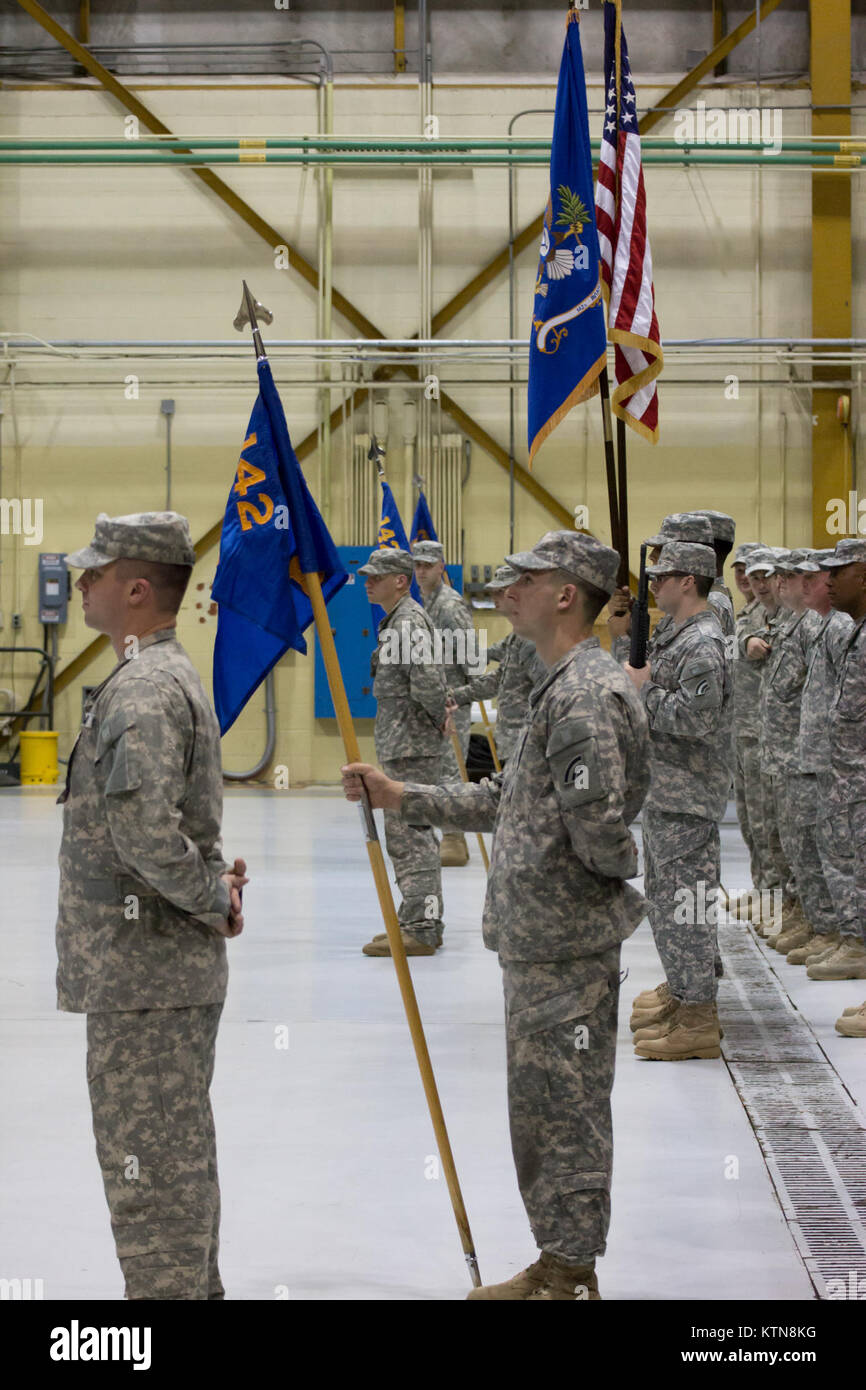 LATHAM, NY -- The soldiers of the 3-142nd Assault Helicopter Battalion stand in formation for the Changing of Command of the Battalion from Lt. Col. Mark Slusar to Lt. Col. Jeffery Baker on 7 September, 2012. Stock Photo