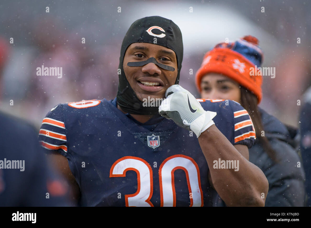 Chicago, Illinois, USA. 24th Dec, 2017. - Bears #30 Benny Cunningham walks  off of the field after the NFL Game between the Cleveland Browns and  Chicago Bears at Soldier Field in Chicago,
