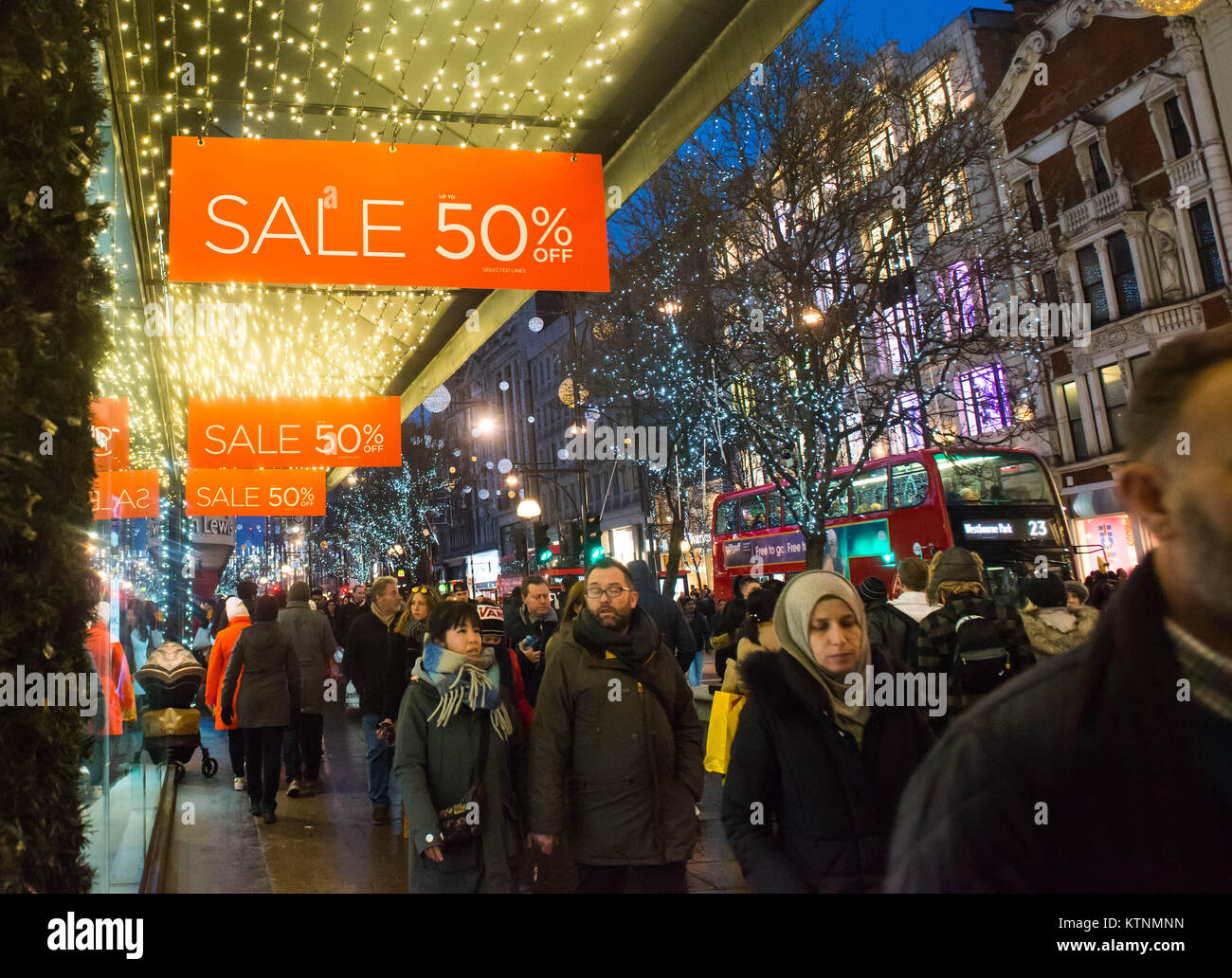 Oxford Circus, London. United Kingdom. 26th December 2017. Large crowd
