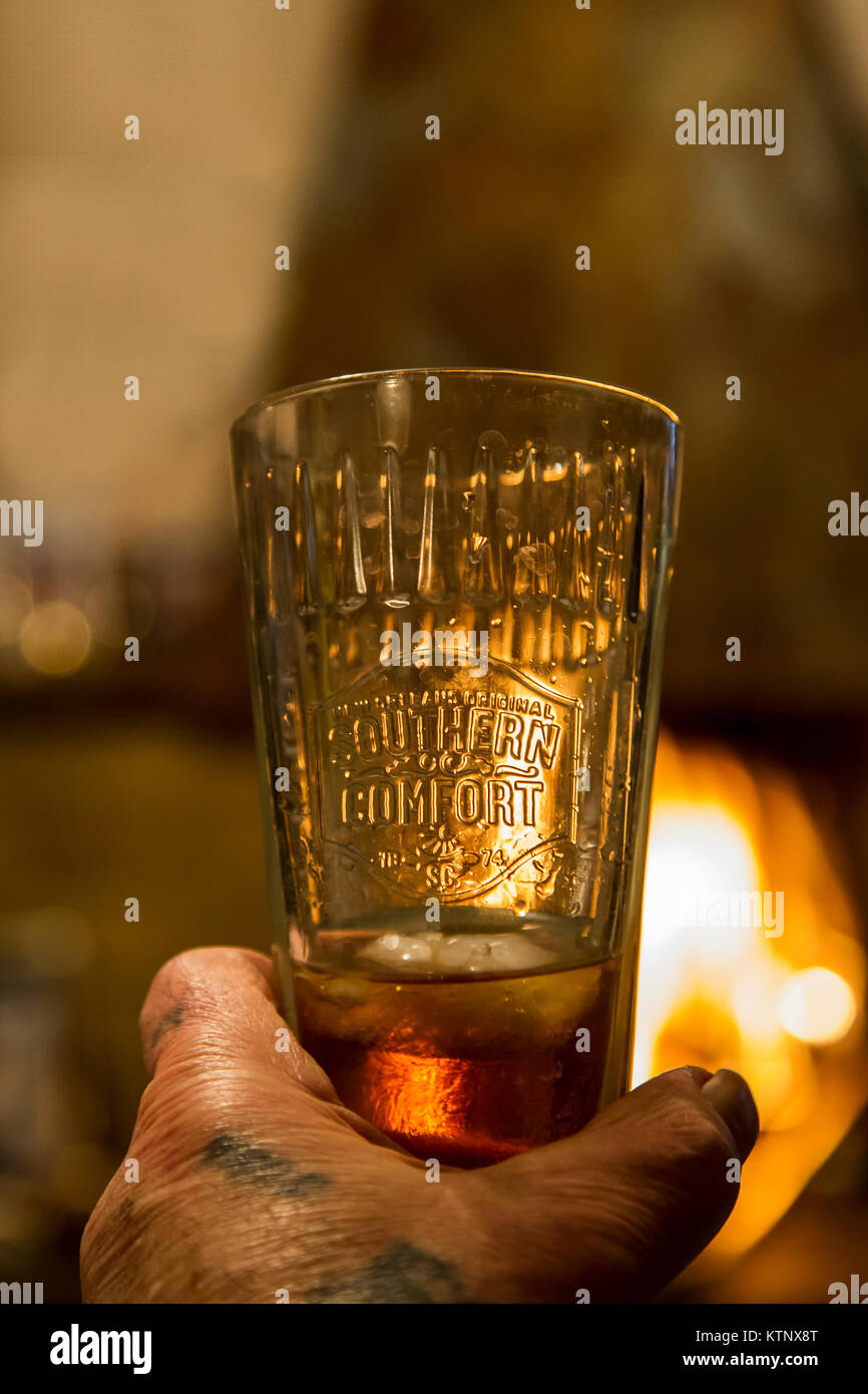 Tall Glass On Southern Comfort On The Rocks Stock Photo 170126680