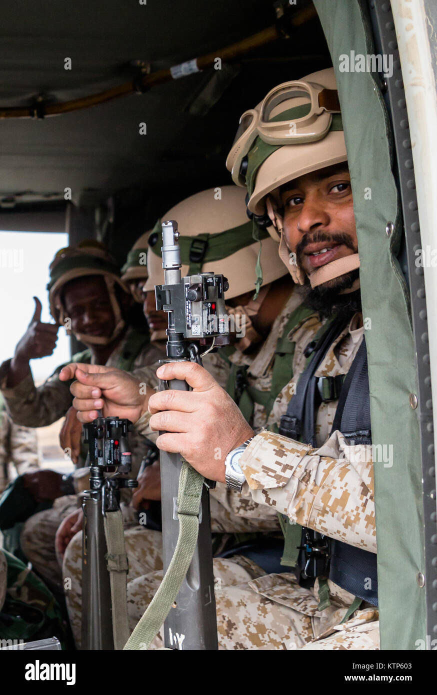 Rslf Royal Saudi Land Forces (RSLF) soldiers load onto a UH-60 Black Hawk ...