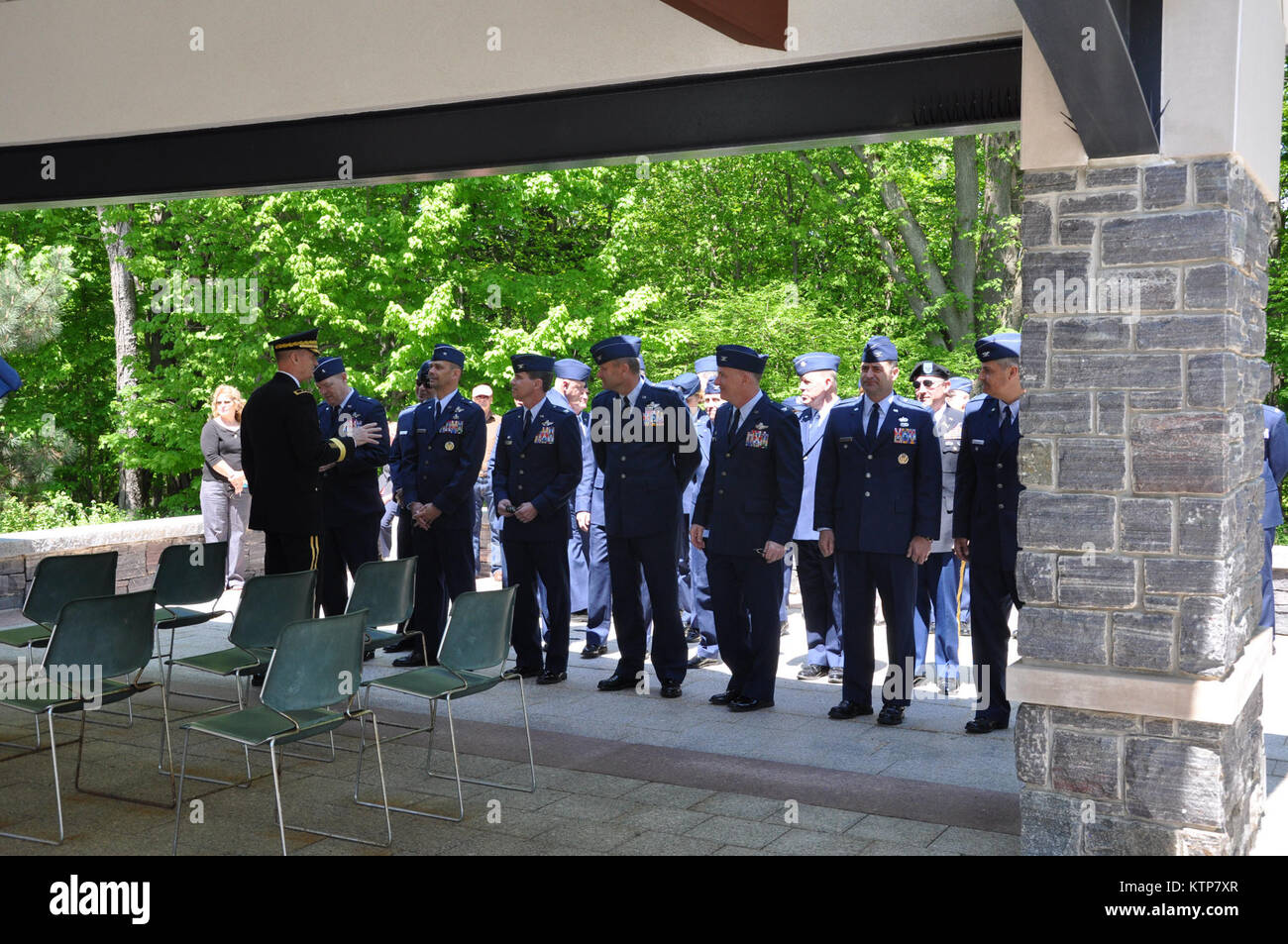 SARATOGA NATIONAL CEMETERY—New York Air and Army National Guard leaders gather for funeral