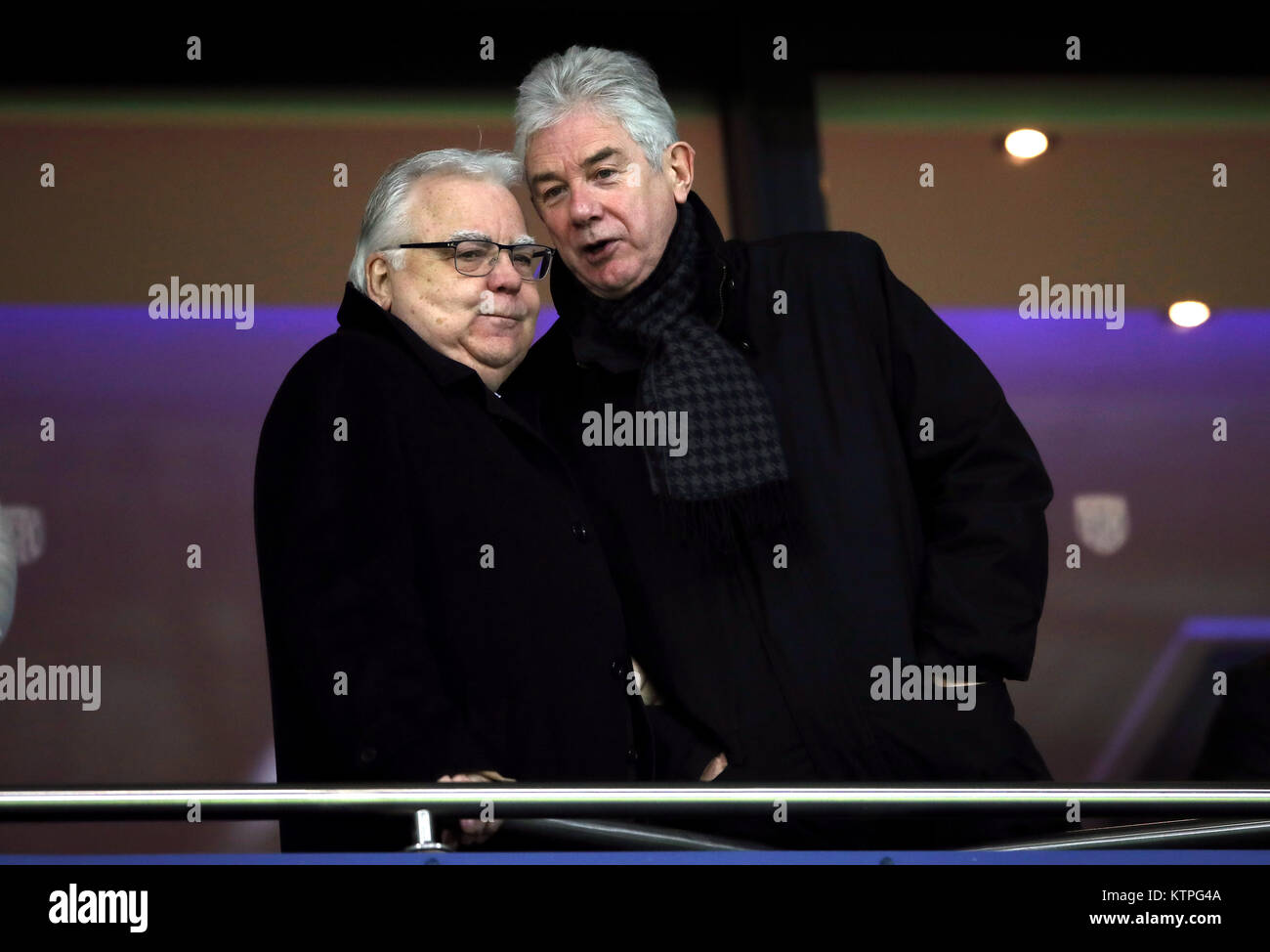 Everton chairman Bill Kenwright (left) during the Premier League match at The Hawthorns, West Bromwich. Stock Photo
