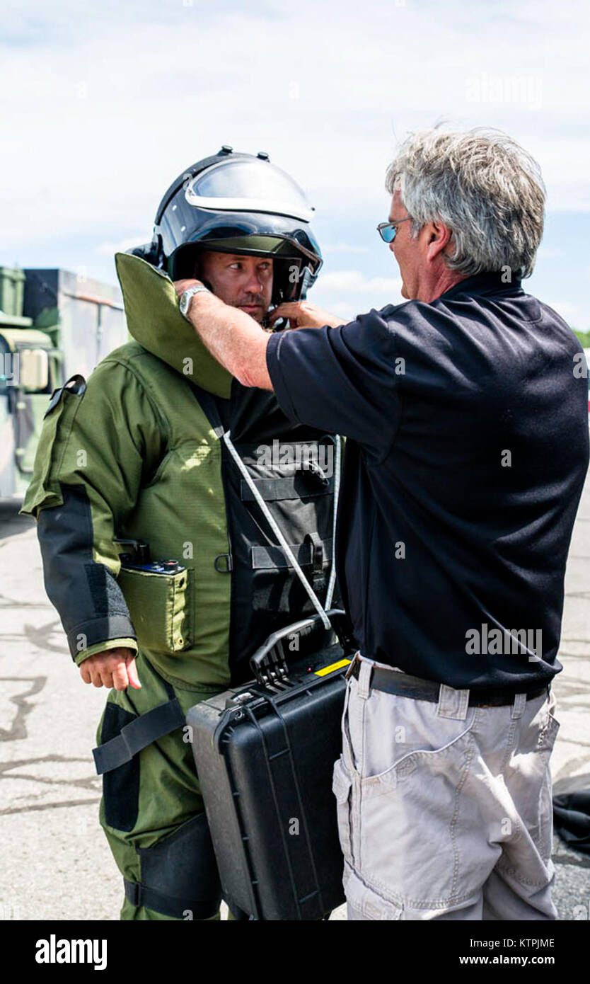 An officer of the Endicott Police Department, NY, suits up in an