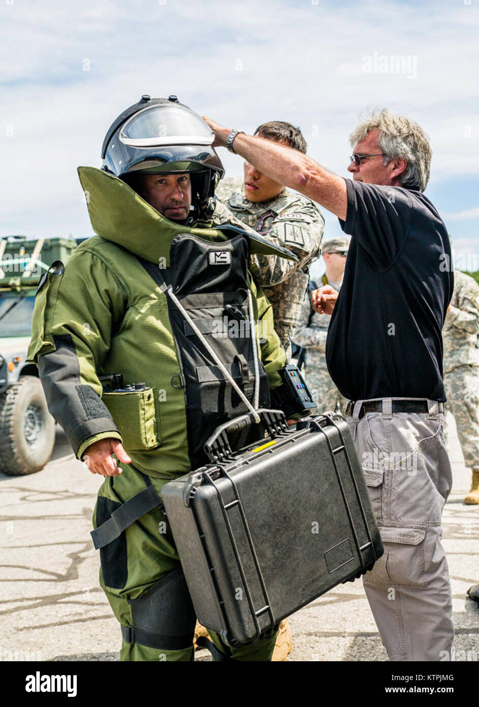 An officer of the Endicott Police Department, NY, suits up in an